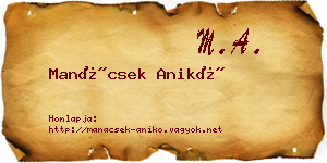 Manácsek Anikó névjegykártya